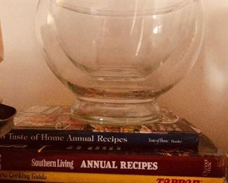 Large glass bowl for serving cold shrimp or other items