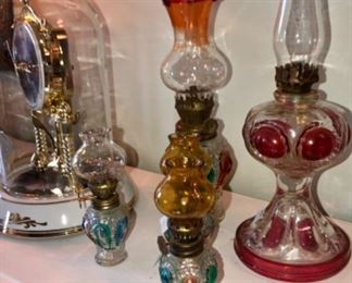 Antique miniature oil lamps