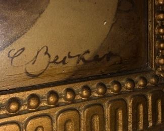 Autograph of Renaissance period 19th century painting or etching, in a 19th century Wood frame.  We have posted addition photos of this piece. 