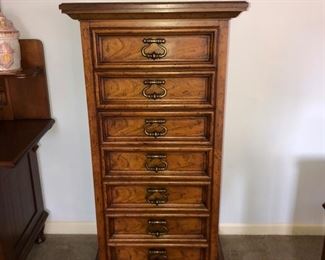 Tall bedroom chest with jewelry drawer. 