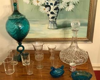 collection of crystal glasses.  