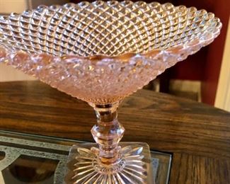 pink glass compote.  