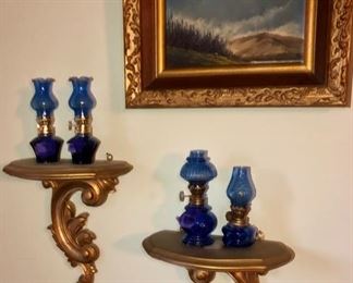 Collection of cobalt blue miniature lamps
