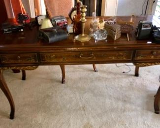 Drexel leather top ladies writing desk and matching chair.  