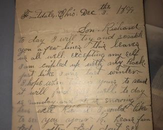 1899 hand written letter, speaks of how large the crowd was in the town due to the Spanish fleet.