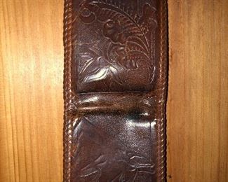 HAND TOOLED LEATHER WALLET
