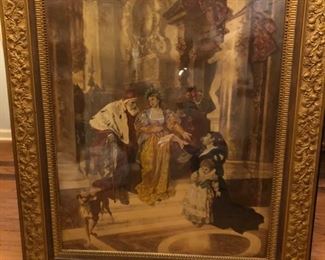 Renaissance period 19th century painting or etching, in a 19th century Wood frame.  We have posted addition photos of this piece. 