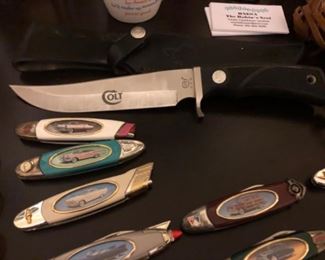 FRANKLIN MINT KNIVES And colt hunters knives