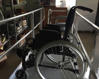 Wheelchair and ramp.