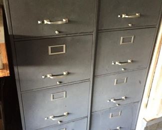 Metal file cabinets.