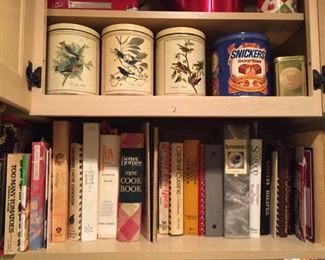 Cookbooks and vintage items.