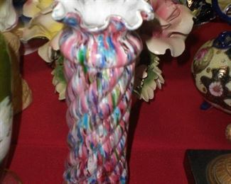 10" spangle art glass vase
