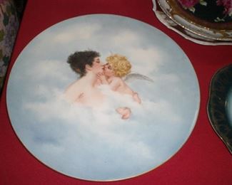 lg. Limoges hand painted charger with Cupid and Psyche