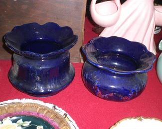 blue stoneware cuspidors