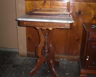 walnut marble top parlor table