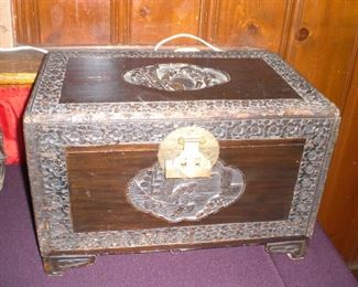 carved camphor wood chinese jewelry box