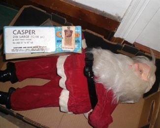 20" vintage Santa figure, 1960s Casper the friendly ghost Halloween costume complete with box