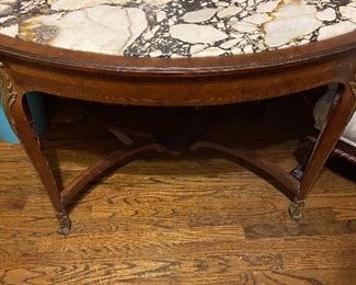 Stunning Antique Louis XVI Carved Table with Marble Top! 