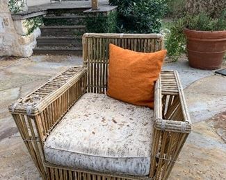 Pair of Bieleck Stick Wicker Rattan President Lounge Chairs...needs some TLC