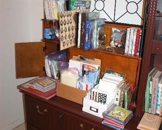 Filing cabinet, shelf, books