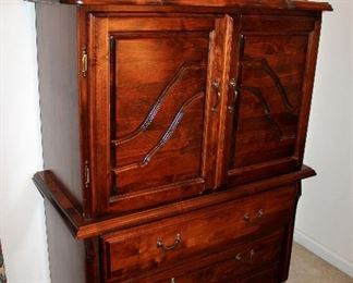 Queen bedroom set - in great condition! - queen poster bed with mattress, dresser with mirror, armoire chest, and nightstand