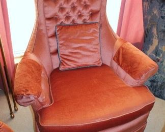Pink upholstered armchair