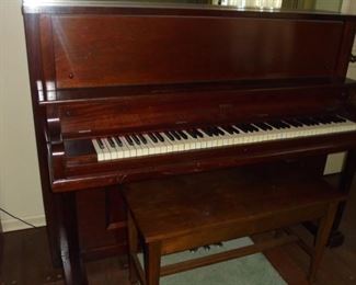 Upright Krell piano w/mirror & bench