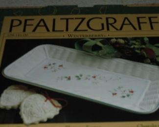 Pfalzgraff porcelain wicker tray in box 