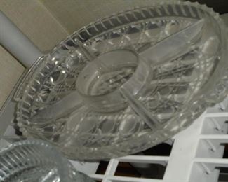 Vintage oval glass relish tray