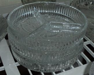 Vintage round glass relish trays (3)