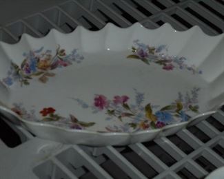 White w/flowers porcelain relish tray 