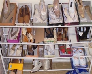 Shoes size 8 med and shoe rack