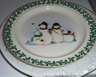 Snow man family plate