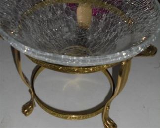 Decorative glass & gold stand w/bowl w/original box (new)