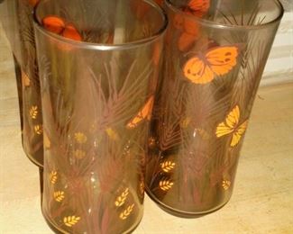 4 Vintage butterfly glassed