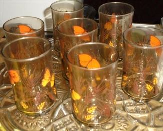 Vintage butterfly juice glasses