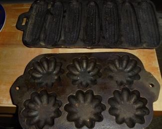 2 cast iron cornbread molds