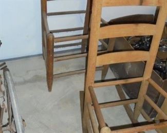 2 vintage ladder back chairs 1 is rocker