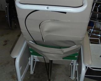 Geriatric chair on wheels w/tray - lays back (like new) 