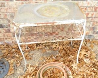 Metal table w/glass top