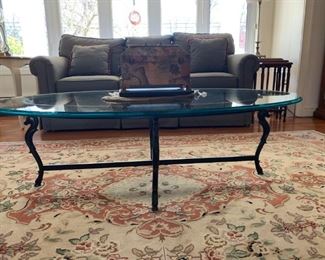 Iron and Glass Bevelded Glass Coffee Table