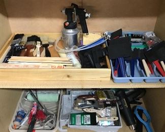 Paint brushes, trays, rollers