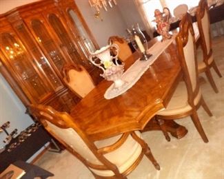 Bernhardt Hibriten formal dining suite;mint condition-6 chairs, 2 leafs, bar and linen servers, china cabinet with storage base.