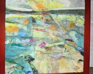 "New Day" Kim Ensch/Belleville, Mi;  paper collage abstract ; 6"H x 6"W