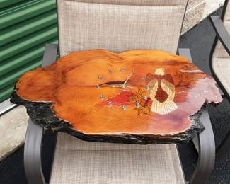 Handmade Driftwood Wall Clock with Eagle