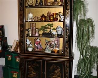 Black Lacquer Chinoiserie Vintage Curio