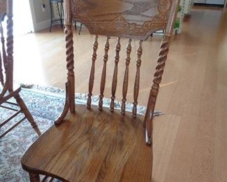closeup of the dining room chairs