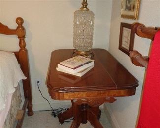 vintage walnut lamp table