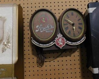 Stroh's beer wall clock