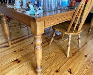 Vintage farmhouse table with one leaf; chairs sold separately